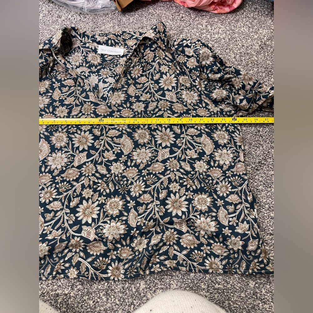Self Contrast Anthropologie NWOT Made in USA boho Floral Paisley cotton Blouse L - Picture 9 of 11